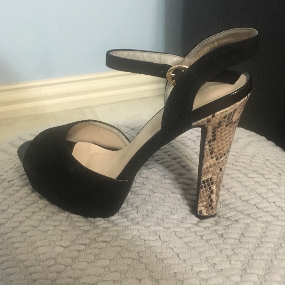 Snake print platform heels
